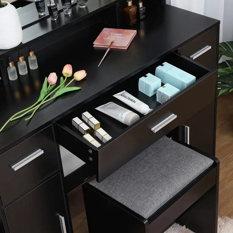 Areena Vanity Set with Stool and Mirror