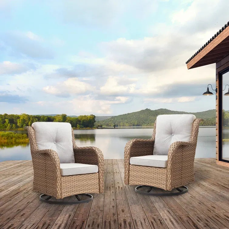 Wicker Rattan Swivel Patio Wicker Chairs (Set of 2)