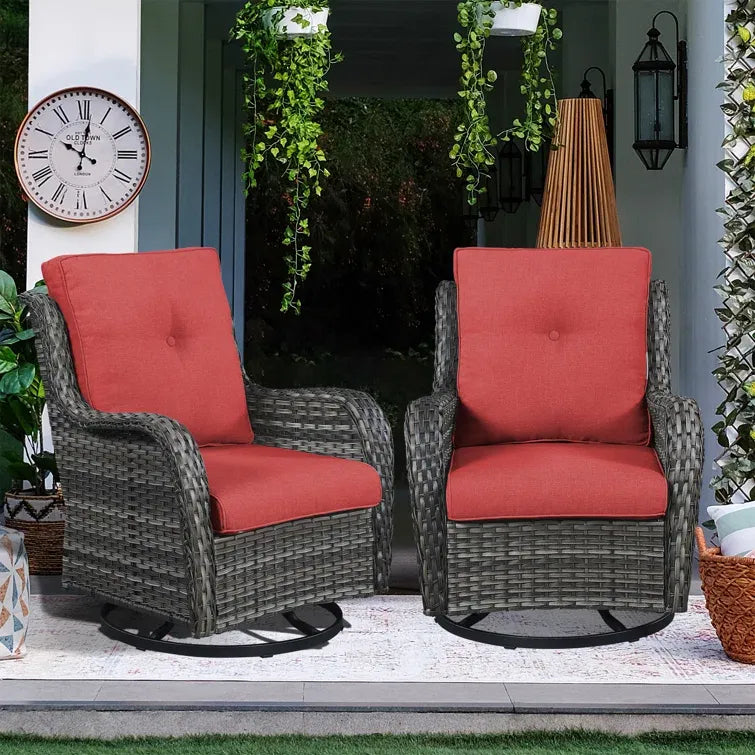 Wicker Rattan Swivel Patio Wicker Chairs (Set of 2)