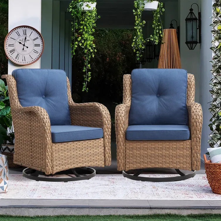 Wicker Rattan Swivel Patio Wicker Chairs (Set of 2)