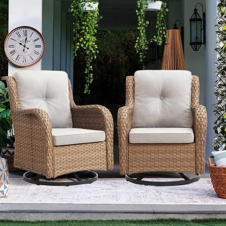 Wicker Rattan Swivel Patio Wicker Chairs (Set of 2)