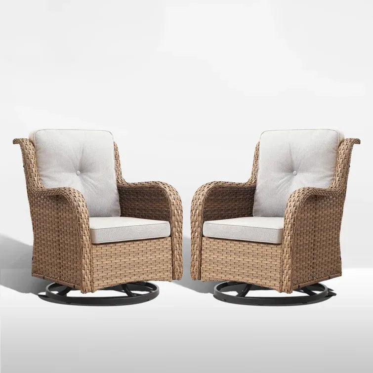 Wicker Rattan Swivel Patio Wicker Chairs (Set of 2)