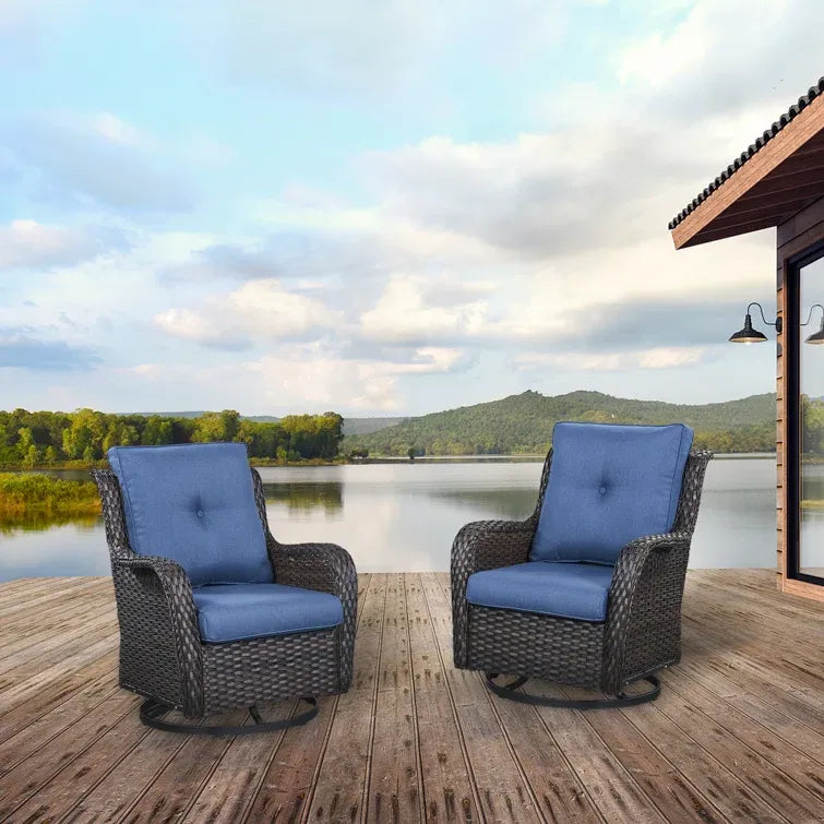 Wicker Rattan Swivel Patio Wicker Chairs (Set of 2)