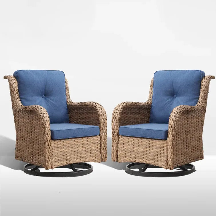 Wicker Rattan Swivel Patio Wicker Chairs (Set of 2)