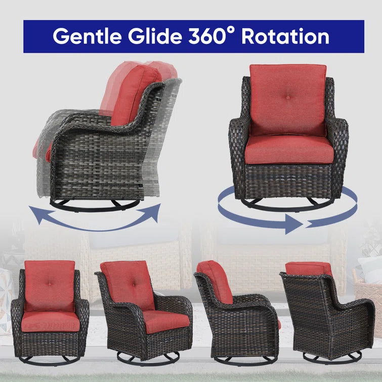 Wicker Rattan Swivel Patio Wicker Chairs (Set of 2)