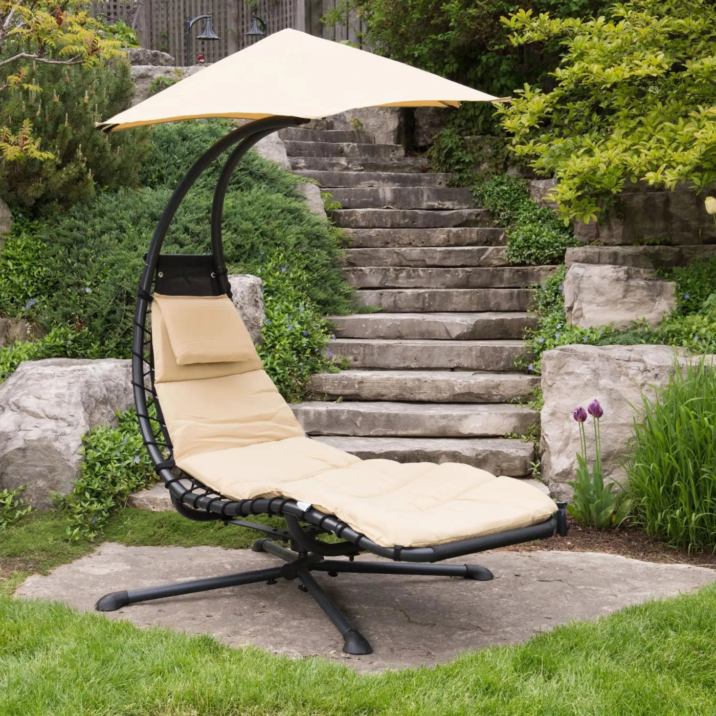 Clearthtance Sathtle&#9889;&#10024;360 Degrthtee Hamthtmock Chair with Umthtbrella and Cusththion