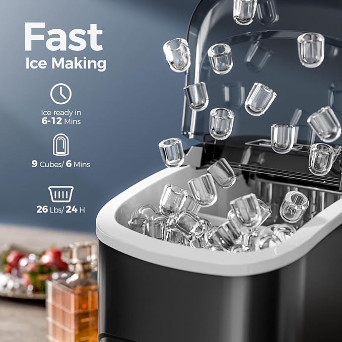 Portable Ice Maker Machine with Self-Cleaning