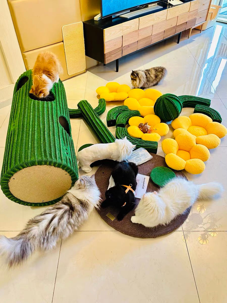 GIZFA Minimalist Cactus Cat Tree – Handcrafted Oak & Sisal