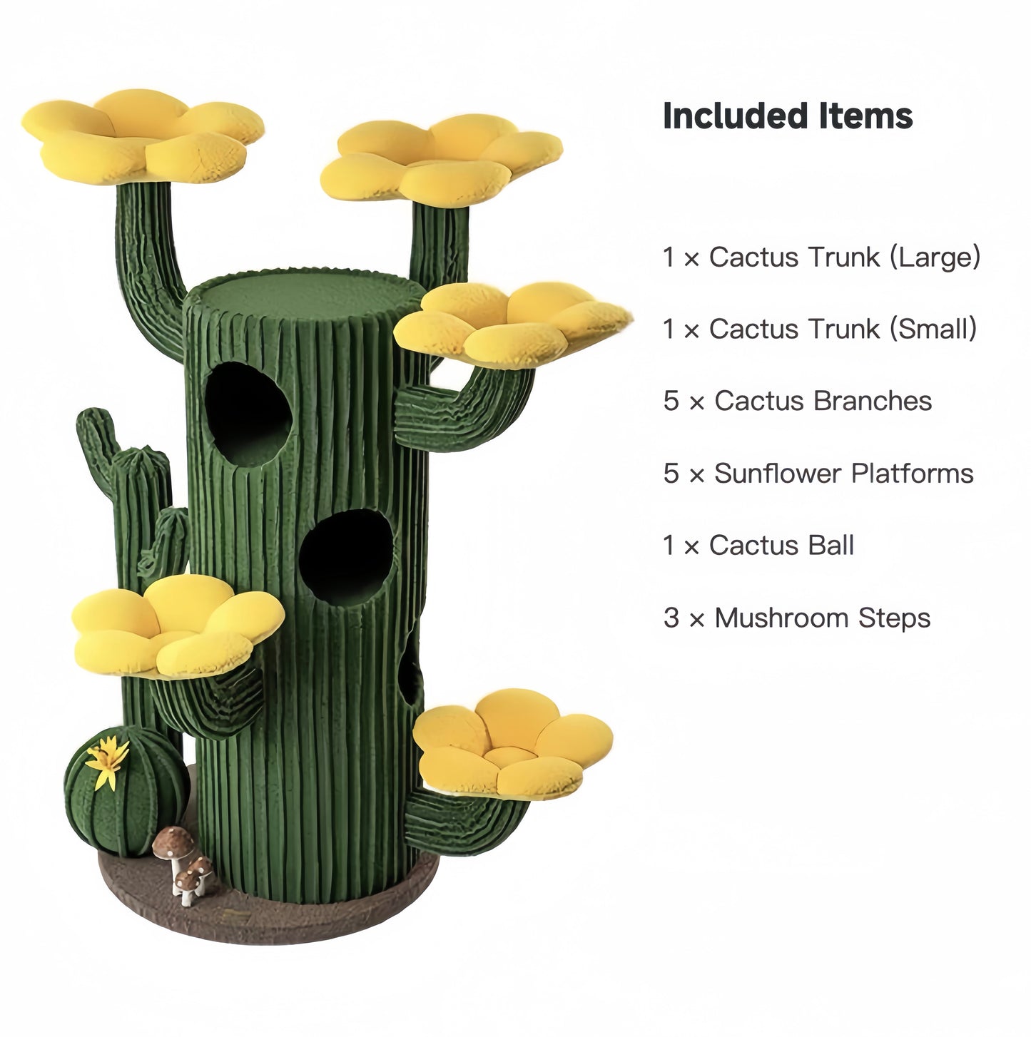 GIZFA Minimalist Cactus Cat Tree – Handcrafted Oak & Sisal