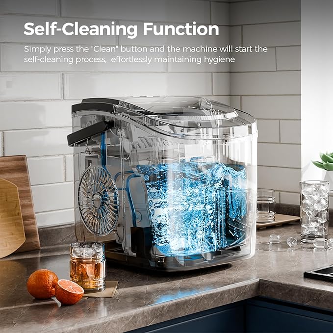 Portable Ice Maker Machine with Self-Cleaning