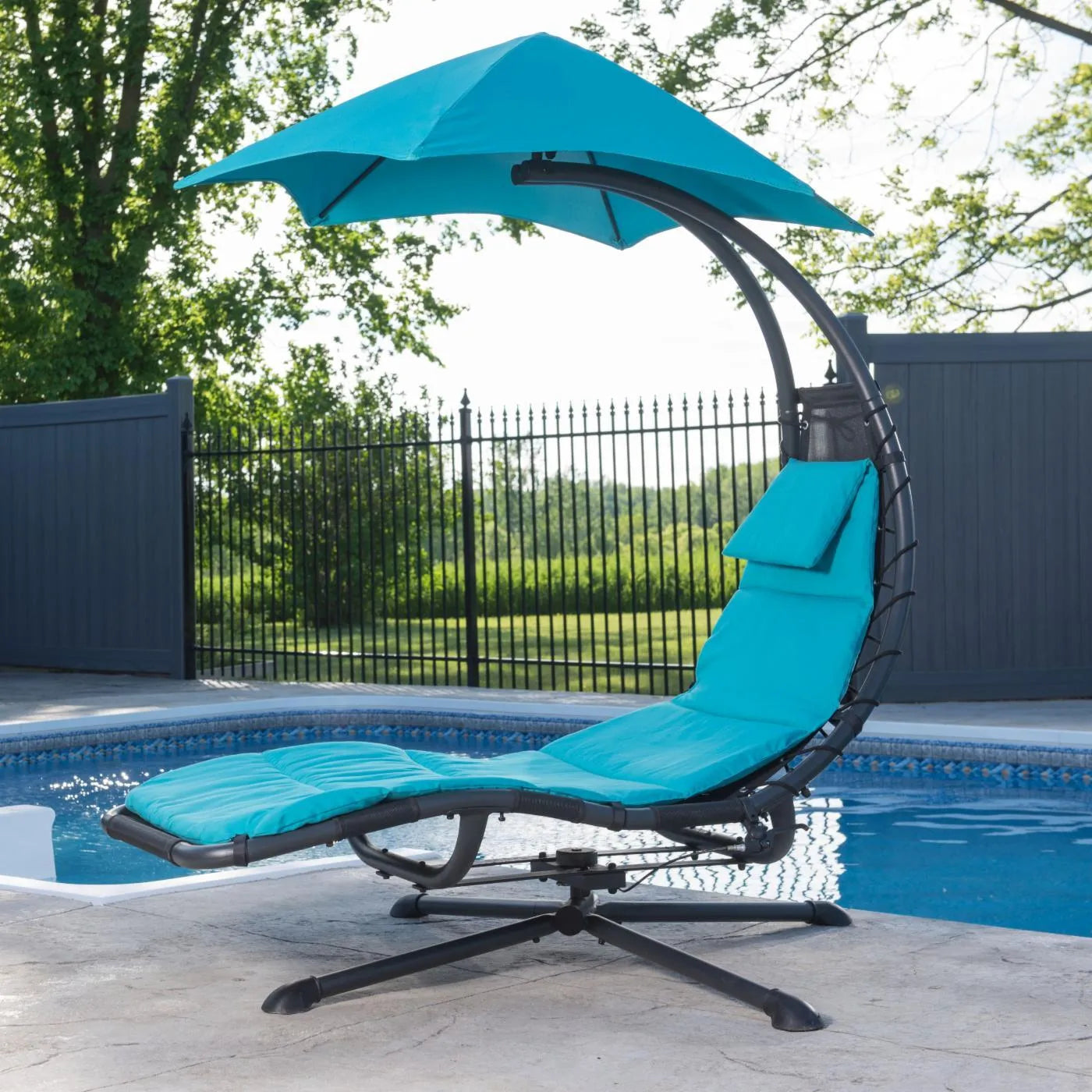 Clearthtance Sathtle&#9889;&#10024;360 Degrthtee Hamthtmock Chair with Umthtbrella and Cusththion
