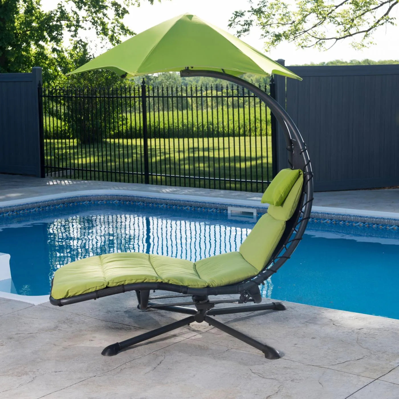 Clearthtance Sathtle&#9889;&#10024;360 Degrthtee Hamthtmock Chair with Umthtbrella and Cusththion