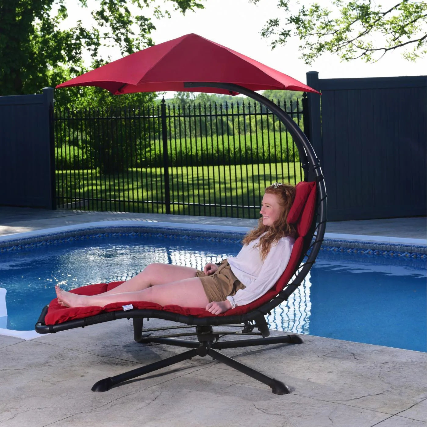 Clearthtance Sathtle&#9889;&#10024;360 Degrthtee Hamthtmock Chair with Umthtbrella and Cusththion